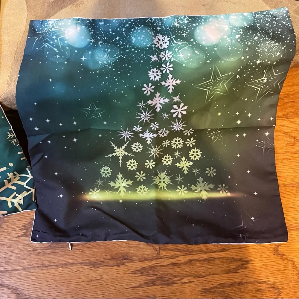 New Set of Two Christmas Pillow Cases for Indoor Outdoor